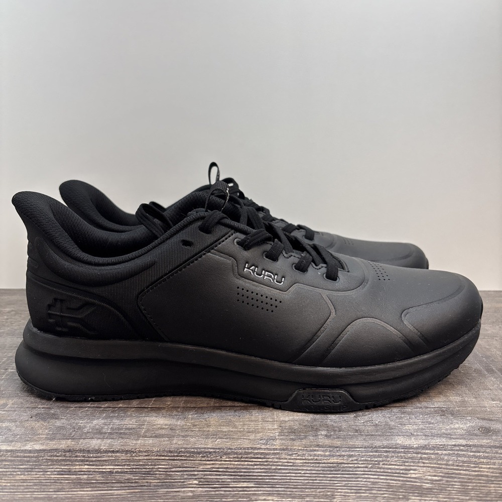 Kuru Shift Men's 12 Sneaker Shoe Jet Black Leather Anti-Slip Walking Work
